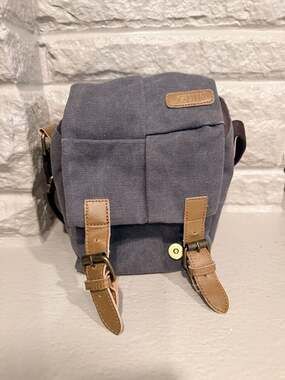 S-Zone Canvas and Leather Trim DSLR SLR Camera Shoulder Messenger Bag